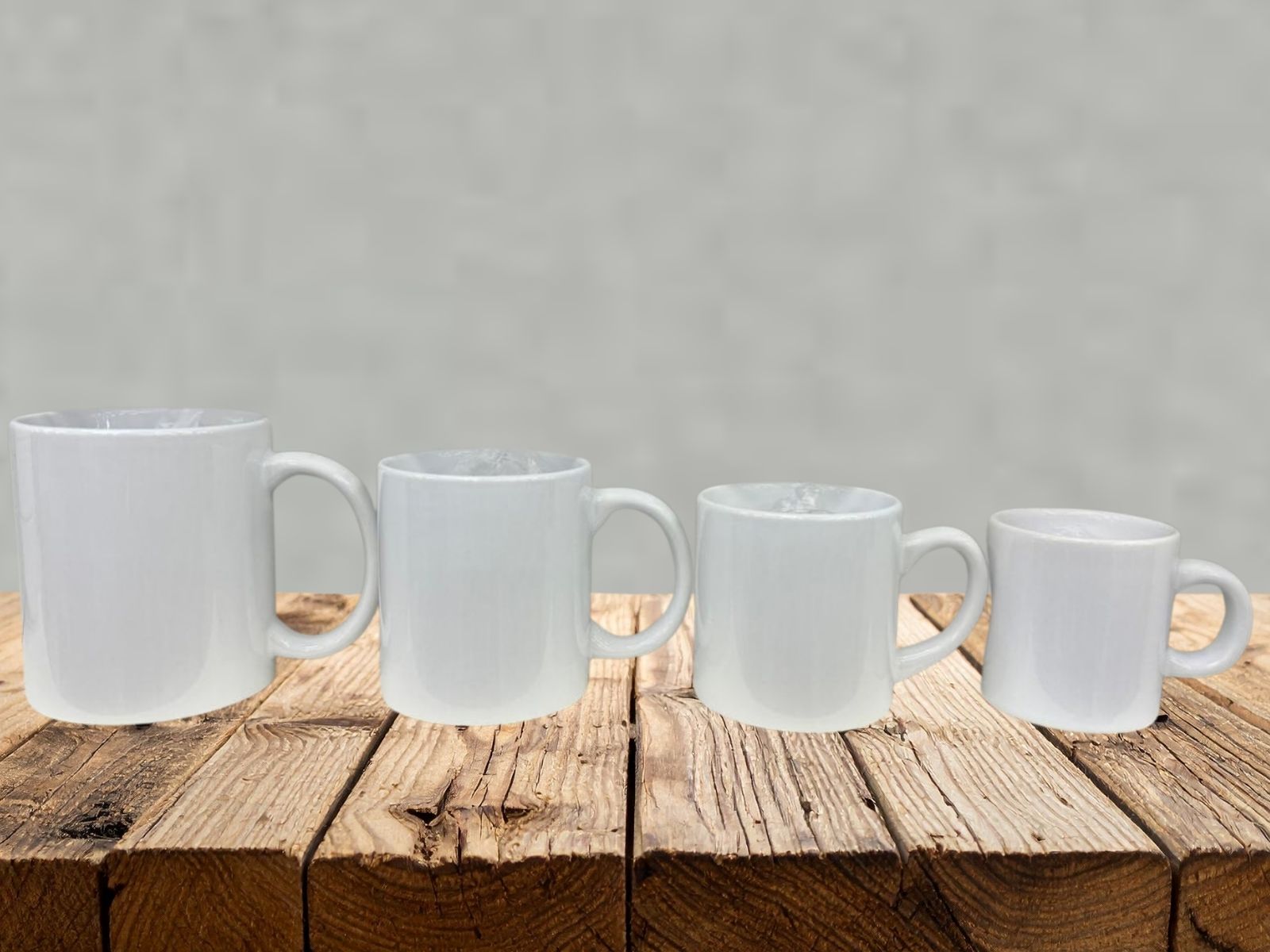 Canecas brancas para personalização em diferentes tamanhos